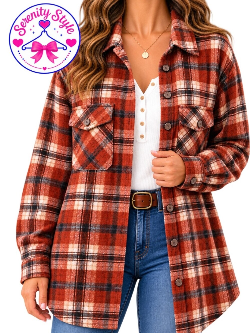 Altard State Plaid Shacket Jacket Women’s Large Rust Orange Cottageco